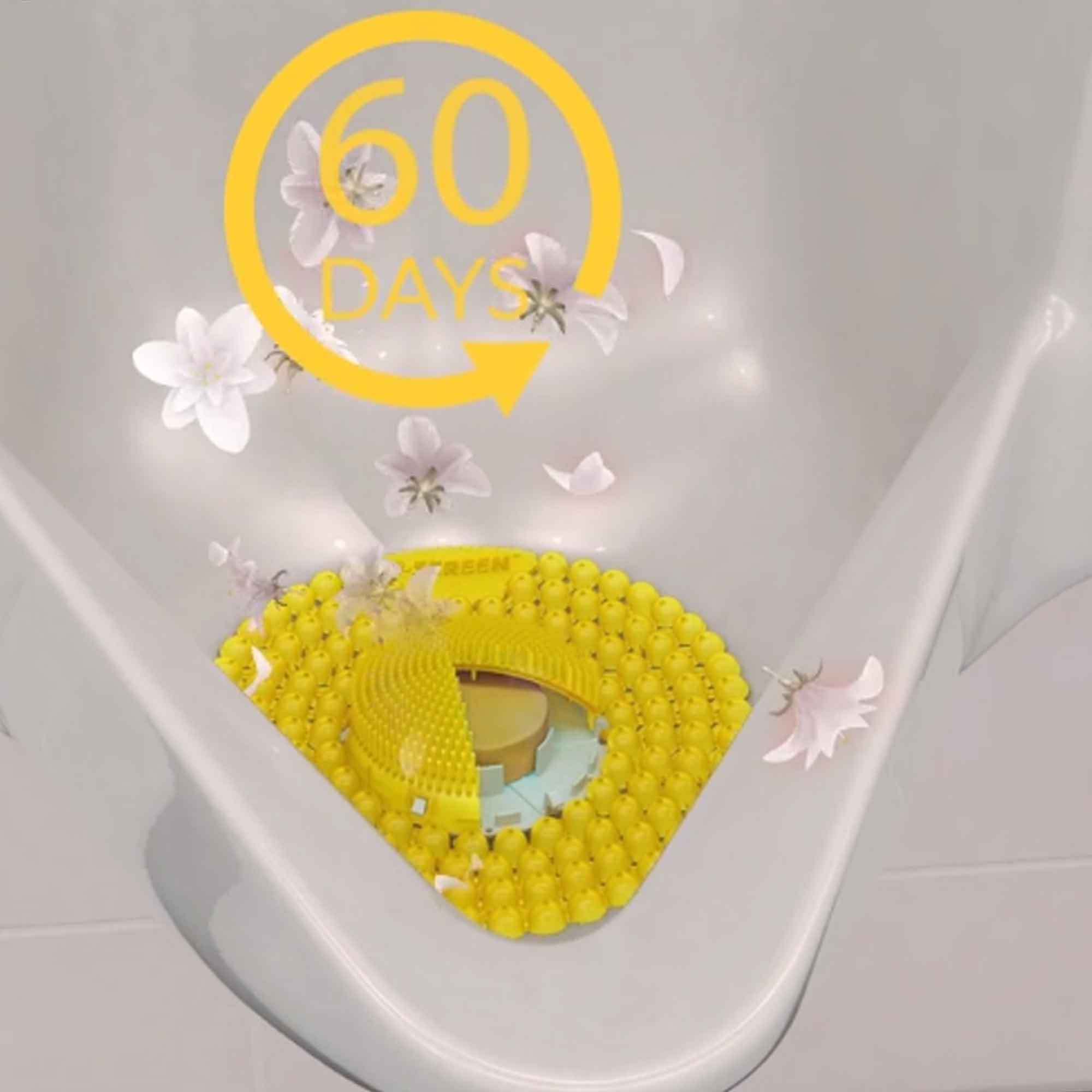 P-Screen® 60 Day Urinal Screen Citrus Mango cutaway - ISSA Innovation Award- urinal mats